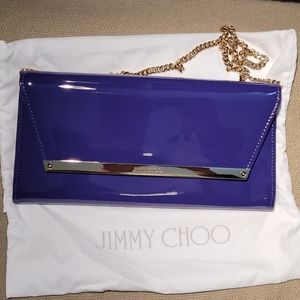 Jimmy Choo Margot Purple Patent Clutch Bag